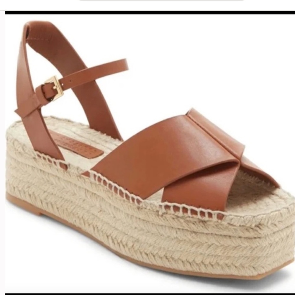 Mercedes Castillo Ximena Chestnut Leather Espadrille Sandals- Size 7